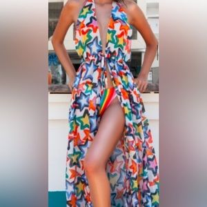 Milly Cabana star print Katrina Maxi, cover up size medium